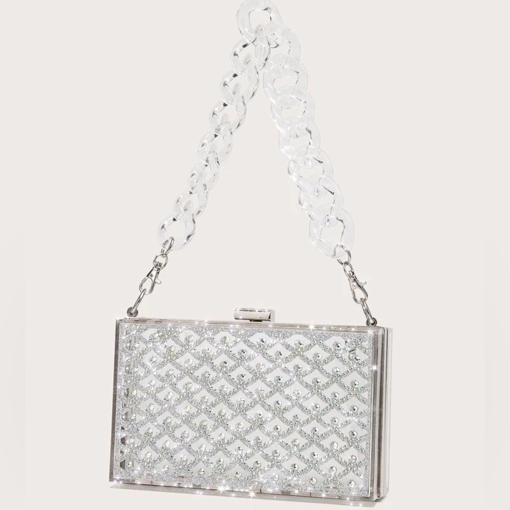 Mini clear rhinestone decor box/bag